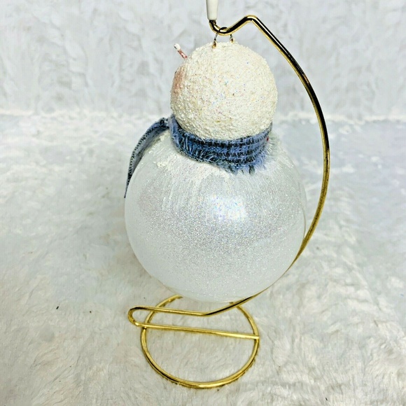 Hanging Snowman Christmas Ornament on Gold Stand - Picture 4 of 8